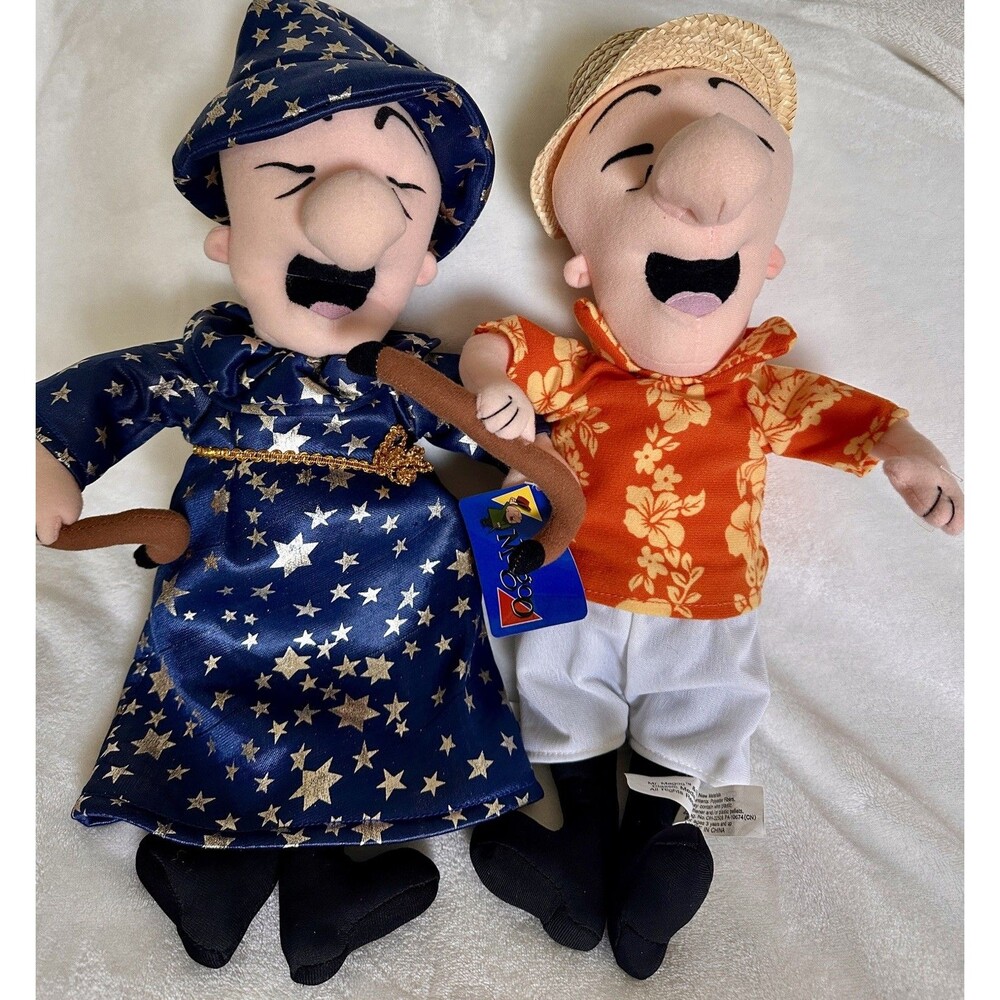 Lot of 2 Vintage 2002 Mr Magoo Plush Dolls Toy Works Hawaiian Wizard NWT
